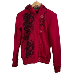 Fox Red Sweatshirt Jacket Faux Fur Hoodie